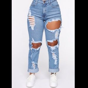 FashionNova Distressed Mom Jeans